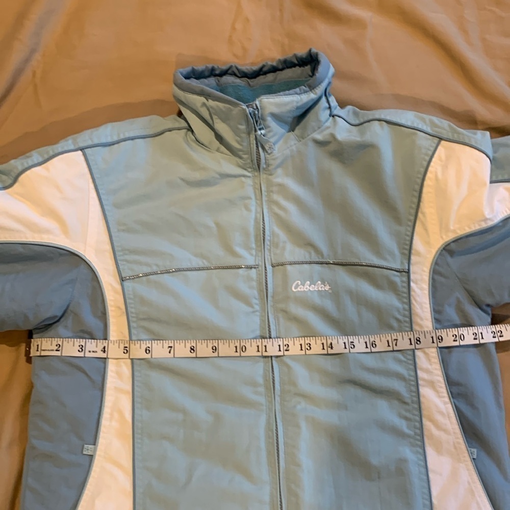 Cabela’s Puffer Blue & White Full Zipper Jacket W/Removable Hood Size XL - Picture 12 of 17